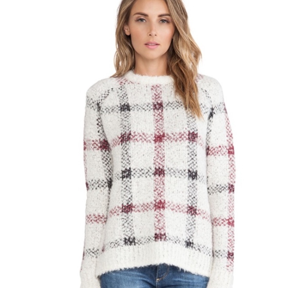 Theory wool alpaca blend plaid sweater